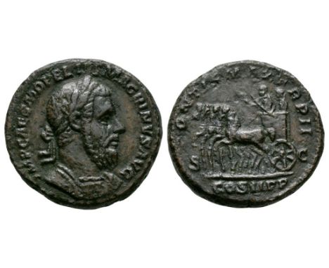 217-218 AD. Rome mint. Obv: IMP CAES M OPEL SEV MACRINVS AVG legend with laureate and cuirassed bust right. Rev: PONTIF MAX T