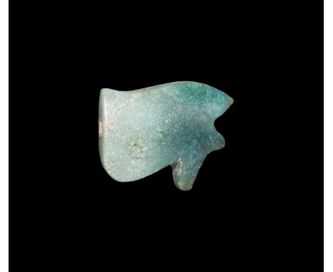 Third Intermediate Period, 1069-702 BC. A green carved stone wedjat amulet. Cf. Andrews, C. Amulets of Ancient Egypt, London,