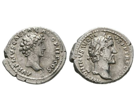 140 AD. Rome mint. Obv: ANTONINVS AVG PIVS PP TR P COS III legend with laureate head right. Rev: AVRELIVS CAESAR AVG PII F CO