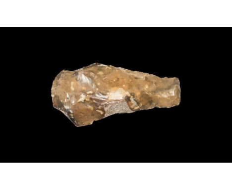 Upper Palaeolithic, 50000-10000 years BP. A flint handaxe with tapering sides, square edge; old inked notation 'Swanscombe, K