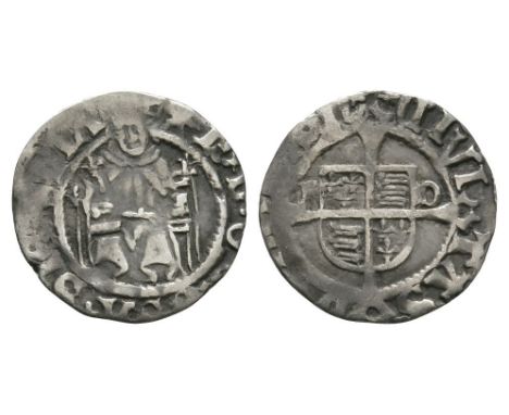 1526-1544 AD. Second coinage, Bishop Cuthbert Tunstall. Obv: king enthroned with H D G ROSA SINE SPINA legend and 'radiant st