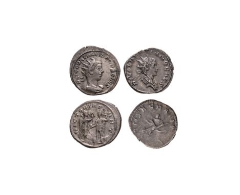 256-258 AD. Cologne mint. Obv: DIVO VALERIANO CAES legend with radiate and draped bust right. Rev: CONSACRATIO legend with Va