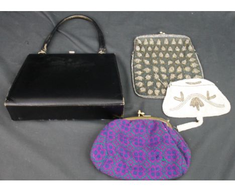 Collection of vintage bags to include: two brown leather document cases, a small green leather writing case, a black leather 