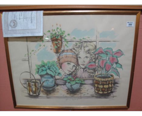 After Mary Vickers, 'Growing Together II', limited edition artist's proof lithograph, signed in pencil, 53 x 68cm.  Framed an