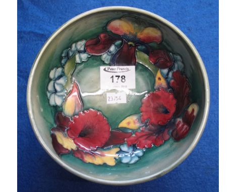 Moorcroft Pottery tube lined floral, pedestal bowl, impressed marks to base.(B.P. 24% incl. VAT)   CONDITION REPORT:  Overall