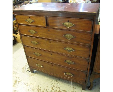 19th Century mahogany straight fronted chest of two short and four long drawers on bracket feet.(B.P. 24% incl. VAT) 