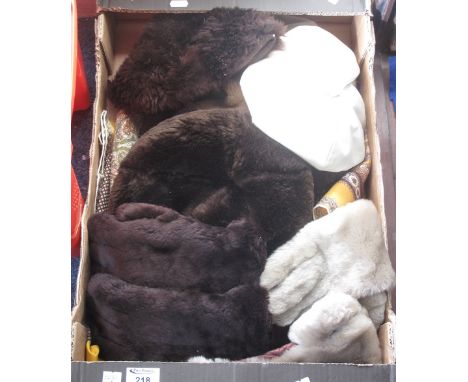 Collection of vintage accessories to include: patterned scarves (cotton and silk, one a paisley scarf by AyJay), fur gloves (