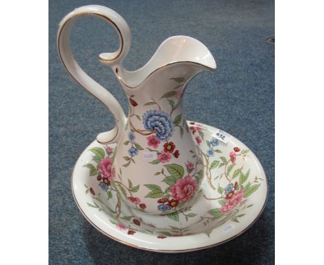 Unmarked floral jug and basin set. (2)(B.P. 24% incl. VAT)