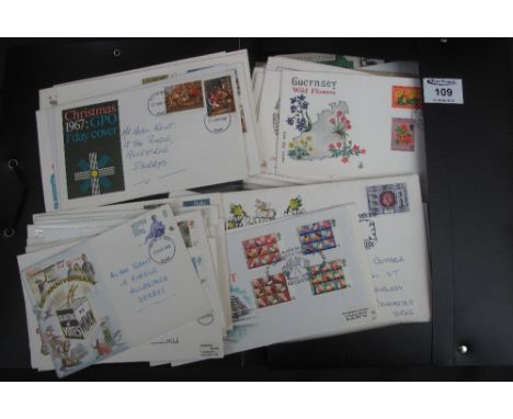 Great Britain collection of mostly 1970s First Day Covers in black file, with GPO, Mercury and Cotswold covers, many with spe