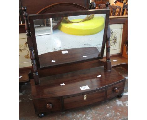 19th Century mahogany bow fronted, three drawer toilet or bedroom swivel mirror.(B.P. 24% incl. VAT) 