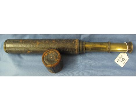 19th Century brass three drawer telescope marked: J.H. Steward, 106 The Strand, London, leather covered with one leather end 