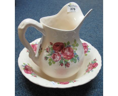 Floral transfer printed Ironstone jug and basin set. (2)(B.P. 24% incl. VAT) 