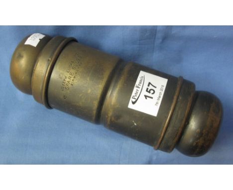 Joseph Lucas Ltd oxidised brass 'spare bulbs' container with bulbous ends.(B.P. 24% incl. VAT) 