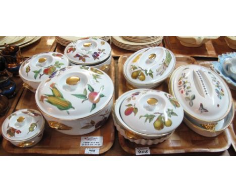 Two trays of Royal Worcester 'Evesham' oven to tableware items, mainly to include tureens and casserole dishes. (2)(B.P. 24% 