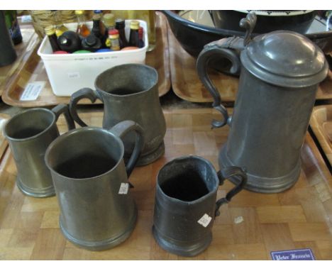 Presentation pewter tankard with glass base, Wimbledon Hornets football club athletic sports long jump first prize, 1870, tog