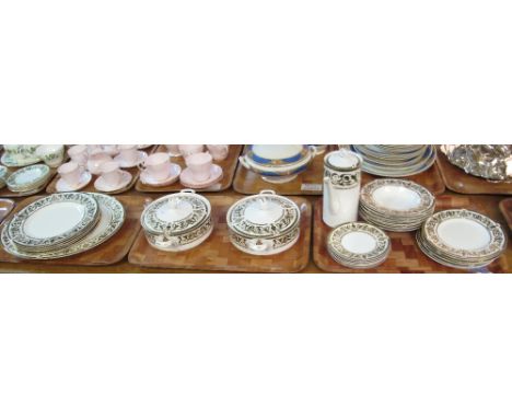 Three trays of Royal Worcester fine bone china 'Windsor' design, mainly dinnerware items to include: plates; tureens; breakfa