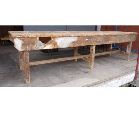 A large pine work bench 