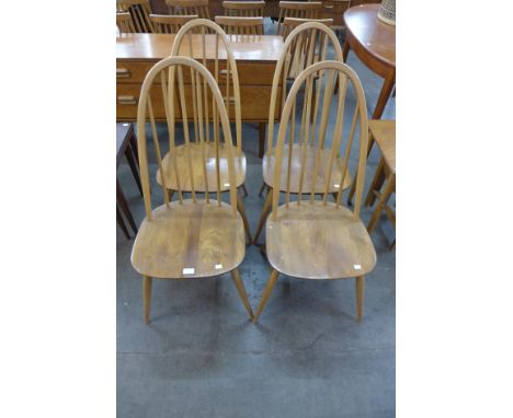 A set of four Ercol Blonde elm and beech Quaker chairs 
