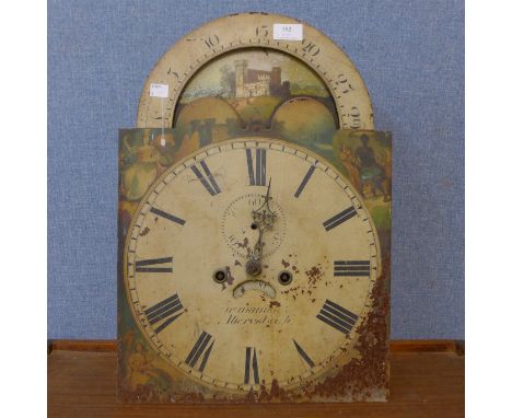 A 19th Century 8-day longcase clock movement and dial, indistinctly signed 