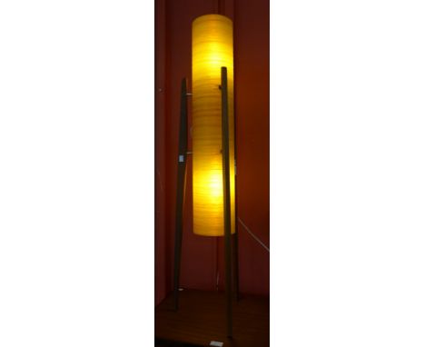 A teak and orange fibreglass floor standing rocket lamp 