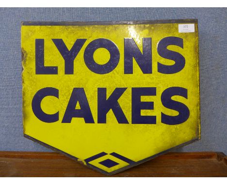 A vintage double sided Lyons Cakes enamelled sign 