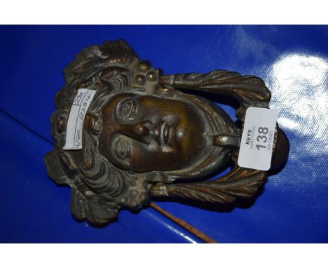 HEAVY METAL DOOR KNOCKER MODELLED AS A CLASSICAL LADY