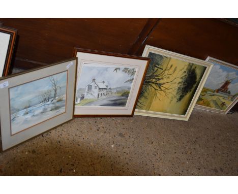 PRINTS, WINTER SCENE AND WINDMILL