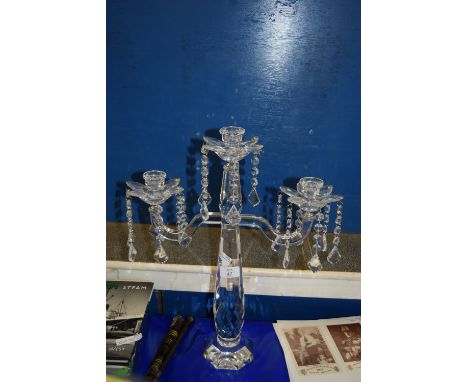 GLASS CANDELABRA WITH THREE SCONCES AND DROPLETS