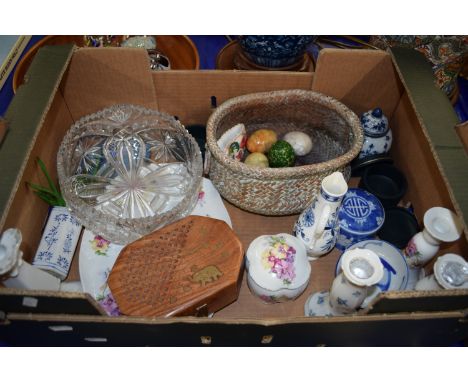 CUT GLASS FRUIT BOWL AND OTHER CERAMIC ITEMS