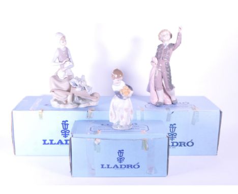 Lladro - A collection of three boxed vintage 20th century Lladro Spanish porcelain figurines to include Torerito Trinfador no