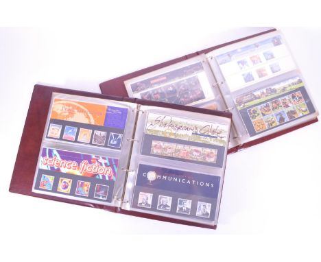 Collection of late 20th century Royal Mail stamp presentation packs, including themes such as cats, The National Trust, Chris