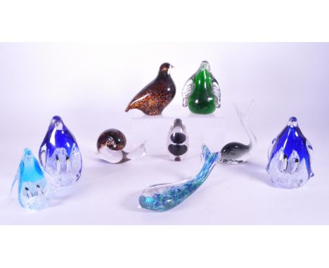 A collection of vintage 20th century glass animal paperweights. To include penguins, snails, whales and birds. Great Western 