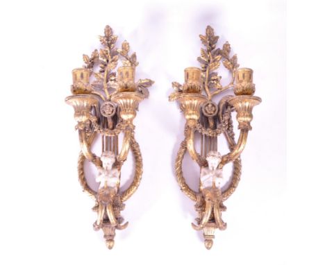 Two late 20th century resin baroque style wall candlestick holders / sconces. Each featured with two candlestick holders, mou
