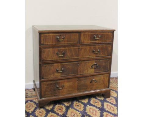 George III mahogany chest, the rectangular top over two short and three long drawers raised on bracket feet. 91cm high, 92cm 