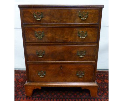 19th century mahogany bedside chest with four graduated drawers raised on bracket feet. 51cm wide, 42cm deep, 63cm high 