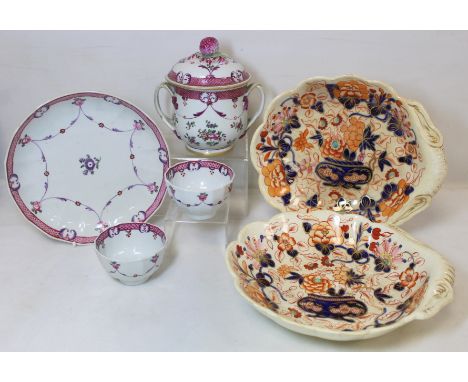 19th century Continental porcelain chocolate cup with finialled domed cover and twin handles decorated with floral sprays, sw