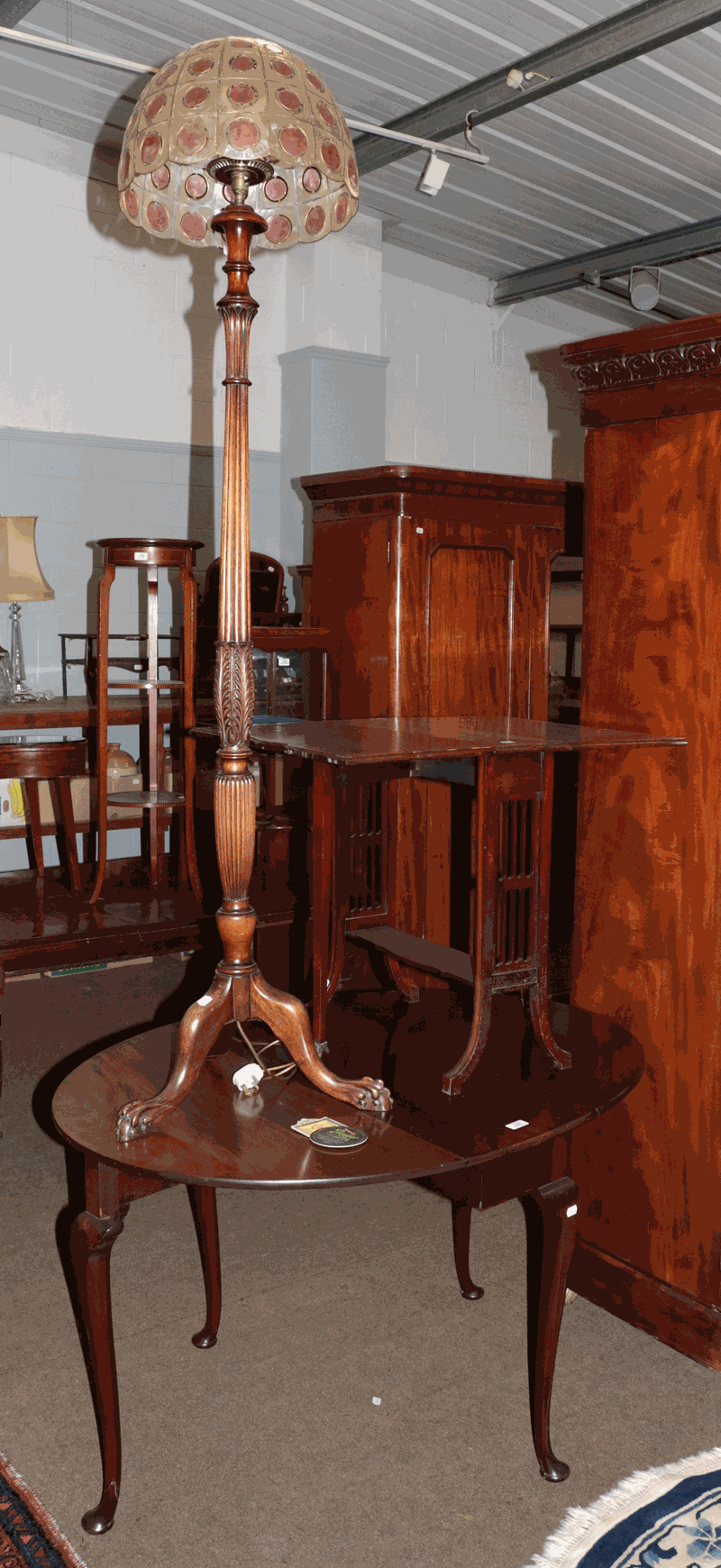 A Victorian mahogany Sutherland table banded in satinwood, 61cm by 76cm (extended) by 62cm together with a mahogany gateleg d