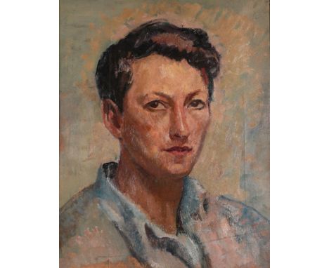 Philip Naviasky (1894-1983)Self Portrait Oil on board, with a further study of Robin Hood's Bay, inscribed 'from Philip Navia