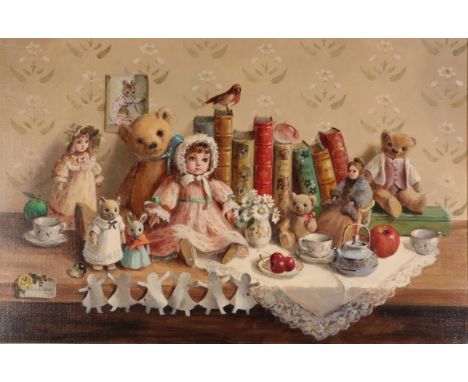 Deborah Jones (1921-2012) ''The Nursery Shelf'' Signed and dated 1939, oil on canvas, 50cm by 75cm  Artist's Resale Rights/Dr