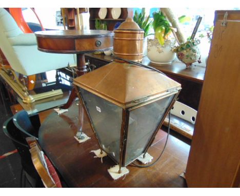 A copper street lantern