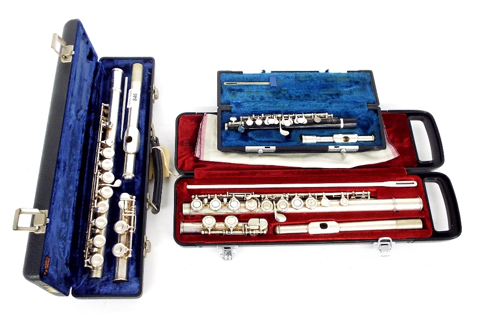 Yamaha YPC31 piccolo, case; together with a P.J. Hardy metal flute