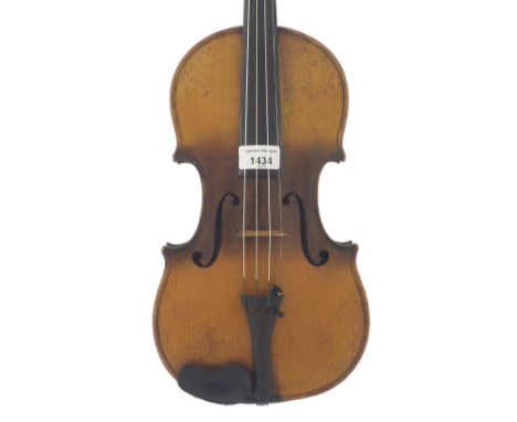 French Charles Claudot II violin branded Marquis de l'air l'oiseau below the button, the one piece back of faint medium curl 