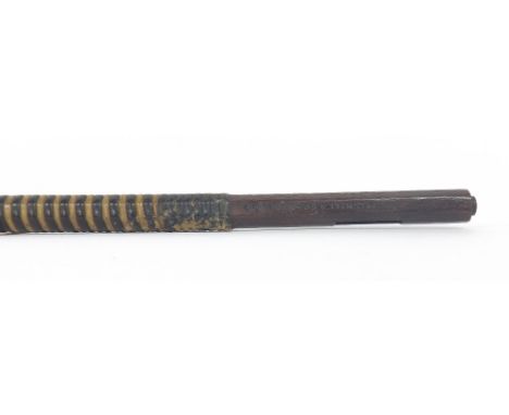 English violin bow stick by and stamped W.E. Hill & Sons, England, 37gm (at fault)