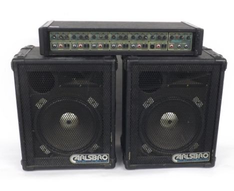 Carlsbro Marlin 6-300 II PA amplifier; together with a pair of Carlsbro 1 x 12 75watt PA speakers (3)
