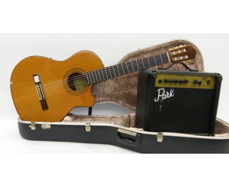 Manuel Rodriguez Model D cutaway electro-classical guitar, no. 1537, within a Hiscox hard case; together with a Park G10 guit