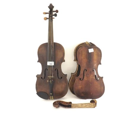 German violin labelled Josef Klotz in Mittenwalde anno 1795, 13 15/16", 35.40cm; also a late 19th century German violin brand