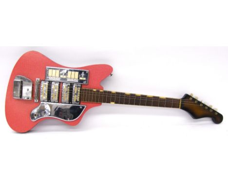 1960s Teisco SD4L electric guitar, with pink Formica front and back, imperfections to finish on the body sides and back of ne