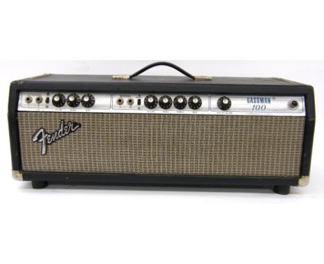 1975/6 Fender Bassman 100 guitar amplifier head unit, made in USA, chassis no. B10316, silver face, additional speakon output