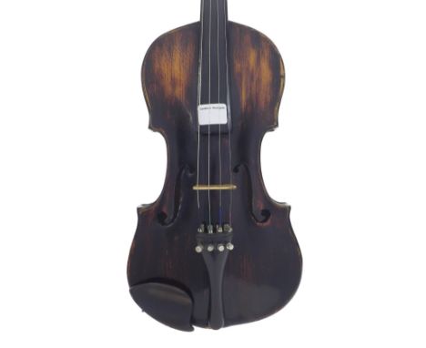 Old violin of the Vienna School, branded with a stylised flowerhead below the button on the back, 14", 35.60cm