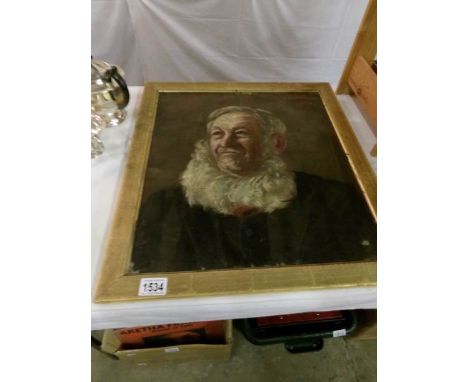 An oil on board portrait of an elderley gentleman